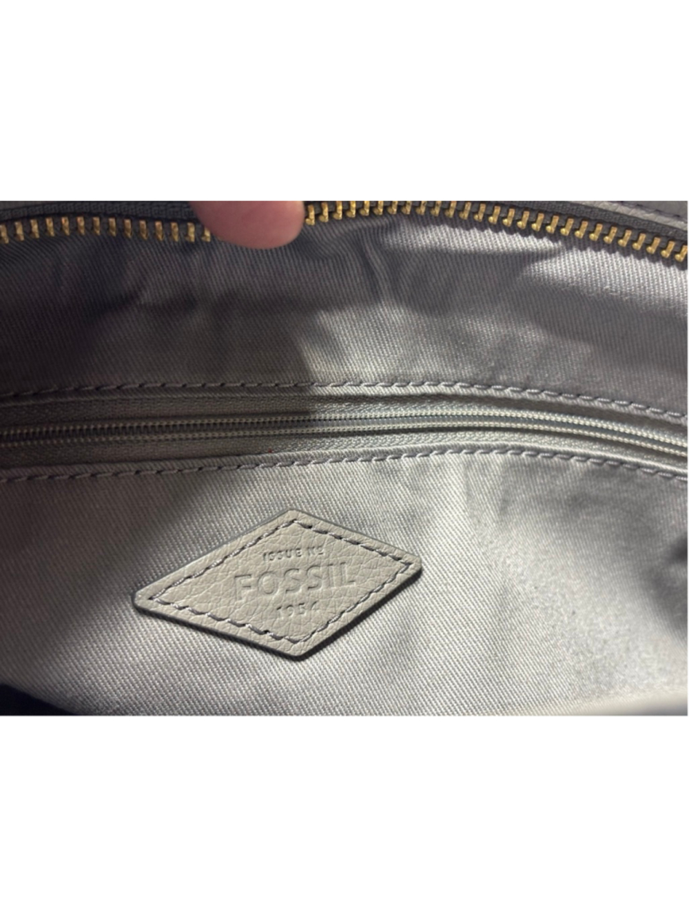 NWOT FOSSIL "Maya" Hobo Gray/Light Taupe Leather Handbag Purse ZB7191 w/key! - Picture 6 of 12